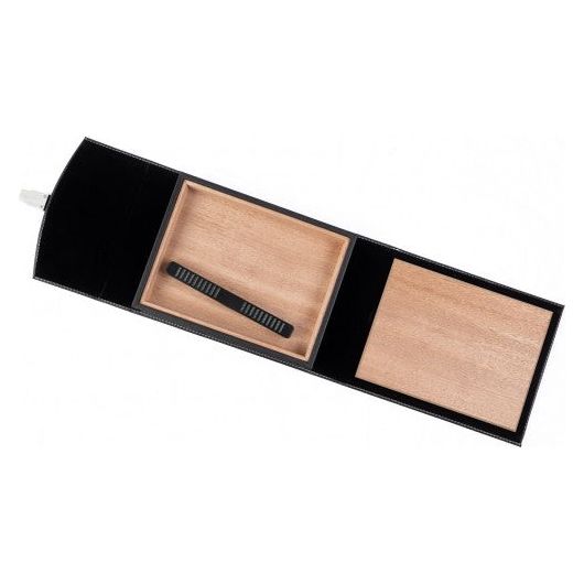 Florence Black Leather Travel Humidor with Chrome Buckle | Holds 10 Cigars