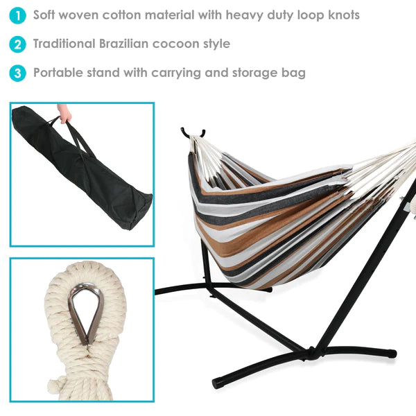 Brazilian Double Hammock | For Backyard & Patio | 450 Pound Capacity