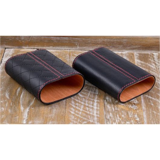 3 Cigar Diamond Stitched Case with Polished End Caps