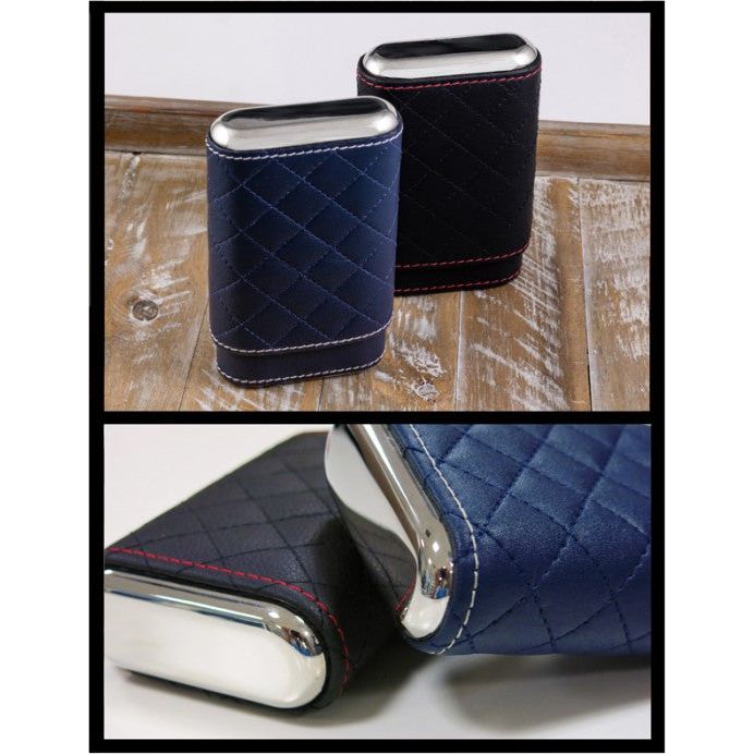 3 Cigar Diamond Stitched Case with Polished End Caps