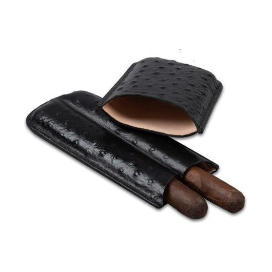 2 Cigar Ostrich Style Travel Humidor Case