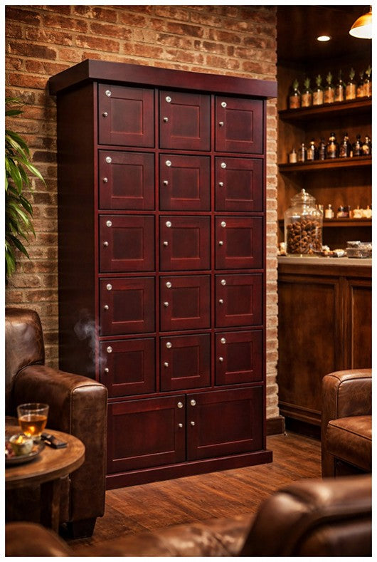 Prestige Imports Cigar Lockers (Cherry Finish) | 15 Individual Lockers