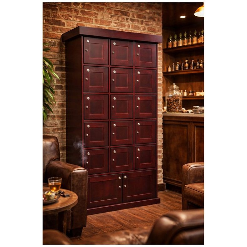Prestige Imports Cigar Lockers (Cherry Finish) | 15 Individual Lockers