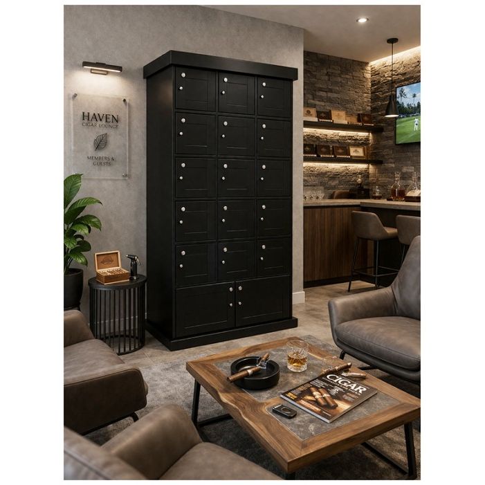 Prestige Imports Cigar Lockers (Black Finish) | 15 Individual Lockers