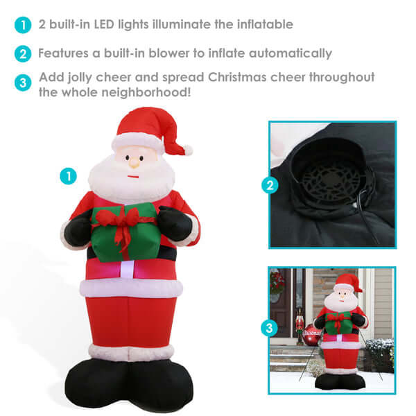 6' Santa Claus with Gift- Inflatable Christmas Decoration