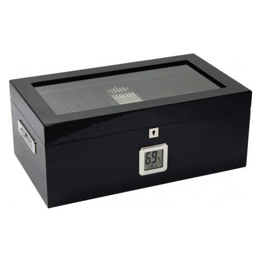 Raven Humidor with Black Interior & Polished Hardware | Holds 120 Cigars