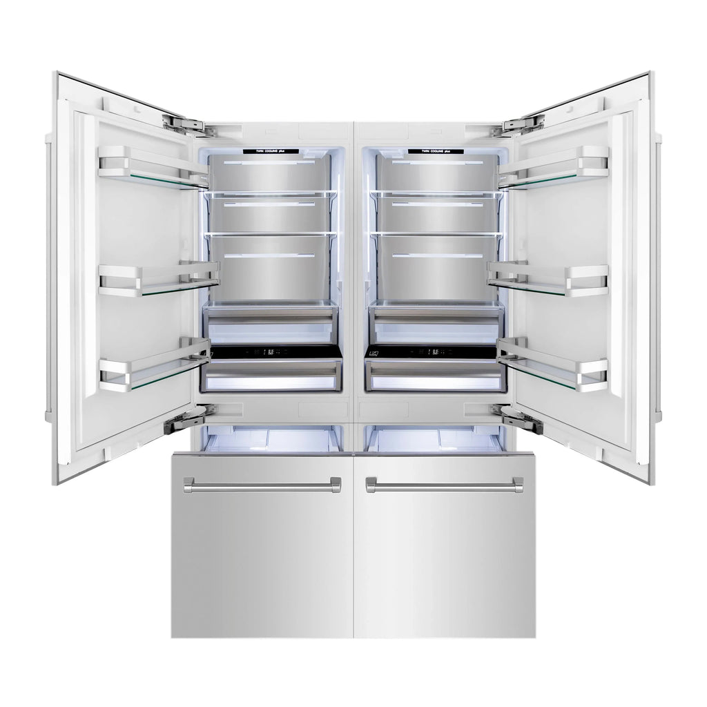 ZLINE 60 In. 32.2 cu. ft. Built-In 4-Door Refrigerator with Internal Water and Ice Dispenser in Stainless Steel, RBIV-304-60