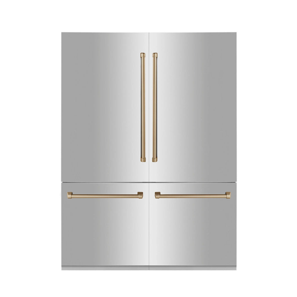 ZLINE 60 In. 32.2 cu. ft. Built-In 4-Door Refrigerator with Internal Water and Ice Dispenser in Stainless Steel, RBIV-304-60