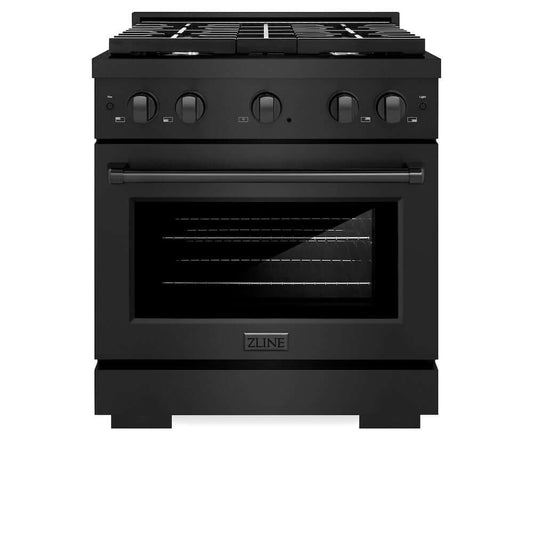 ZLINE 30" 4 Burner Gas Range with Convection Gas Oven in Black Stainless Steel (SGRB-30)