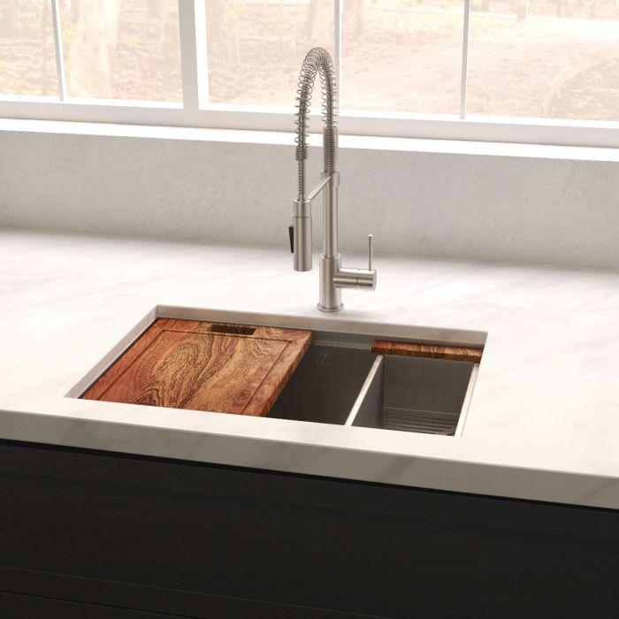 ZLINE Garmisch 30" Undermount Single Bowl Sink in DuraSnow® Stainless Steel with Accessories (SLS-30S)