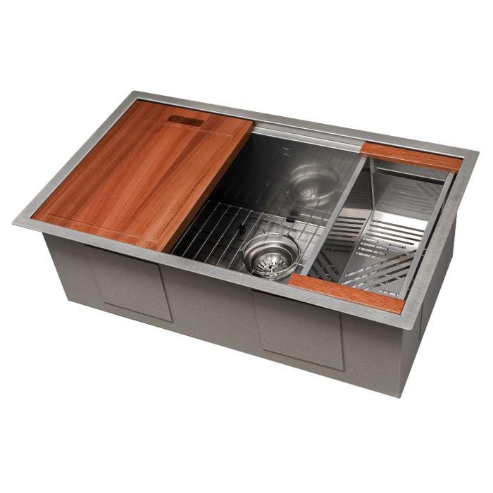 ZLINE Garmisch 30" Undermount Single Bowl Sink in DuraSnow® Stainless Steel with Accessories (SLS-30S)