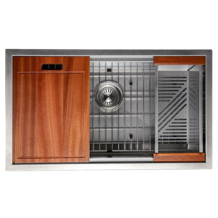 ZLINE Garmisch 30" Undermount Single Bowl Sink in DuraSnow® Stainless Steel with Accessories (SLS-30S)