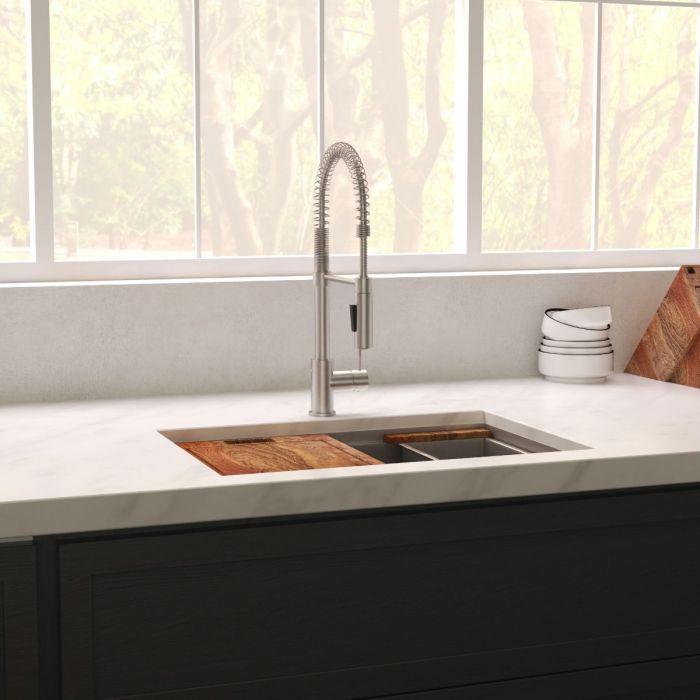 ZLINE Garmisch 30" Undermount Single Bowl Sink in DuraSnow® Stainless Steel with Accessories (SLS-30S)