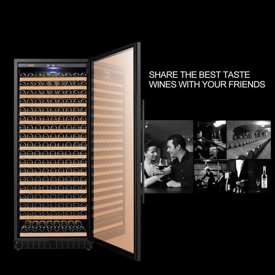Lanbo 32" Wide, 289 Bottle Single Zone Wine Cooler | Black Exterior Finish