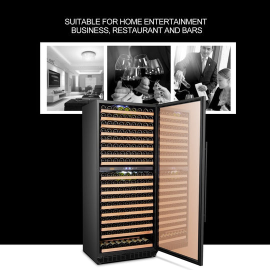 Lanbo 32" Wide, 287 Bottle Dual Zone Wine Cooler | Black Exterior Finish