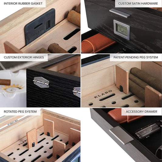 Mill Glass Top Cigar Humidor | Holds 60 Cigars