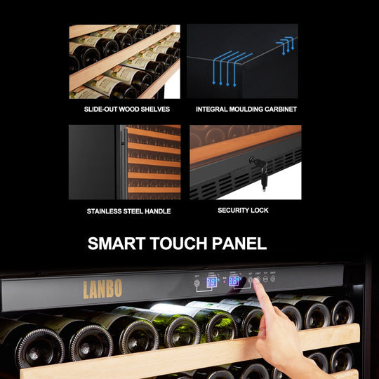 Lanbo 32" Wide, 287 Bottle Dual Zone Wine Cooler | Black Exterior Finish