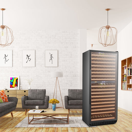 Lanbo 32" Wide, 287 Bottle Dual Zone Wine Cooler | Black Exterior Finish