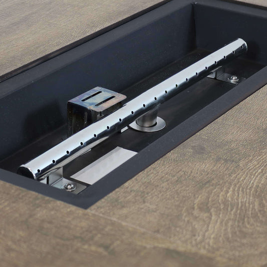 32" Tile Top Wicker Fire Pit Table | Resin Wicker and Lava Rocks | Smokeless