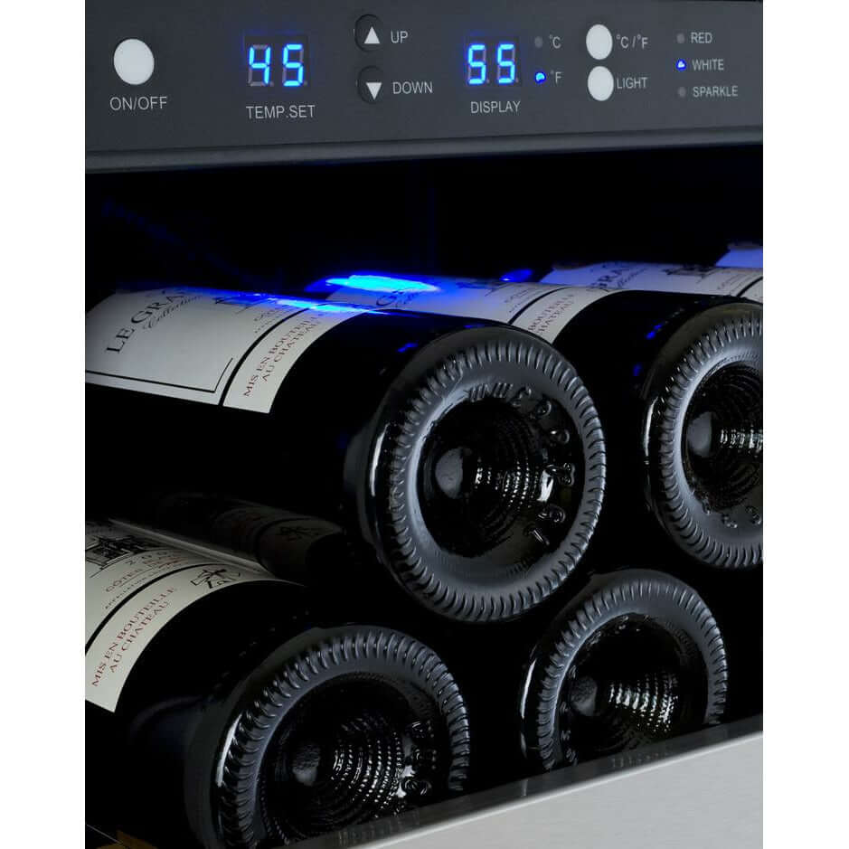 Allavino 24” 128 Bottle Single Zone Wine Cooler | Tru-Vino Technology and FlexCount II Shelving