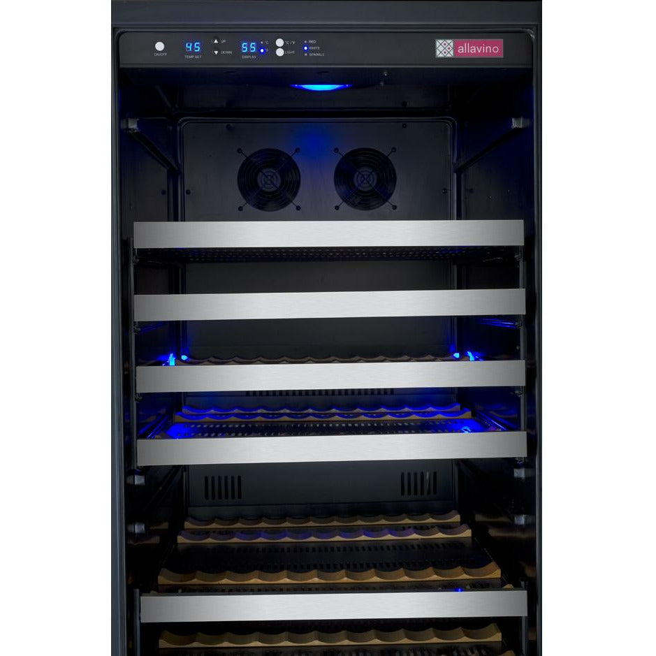 Allavino 47” Wide | 354 Bottle Dual Zone Side-by-Side Wine Cooler | Tru-Vino Technology and FlexCount II Shelving