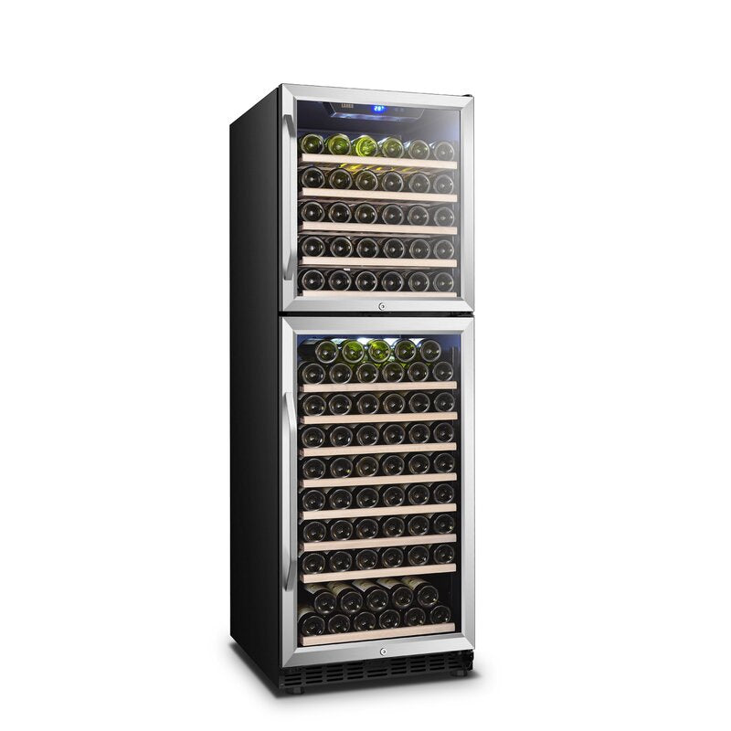 Lanbo 24" Wide, 162 Bottle Dual Zone Wine Cooler | Dual Doors
