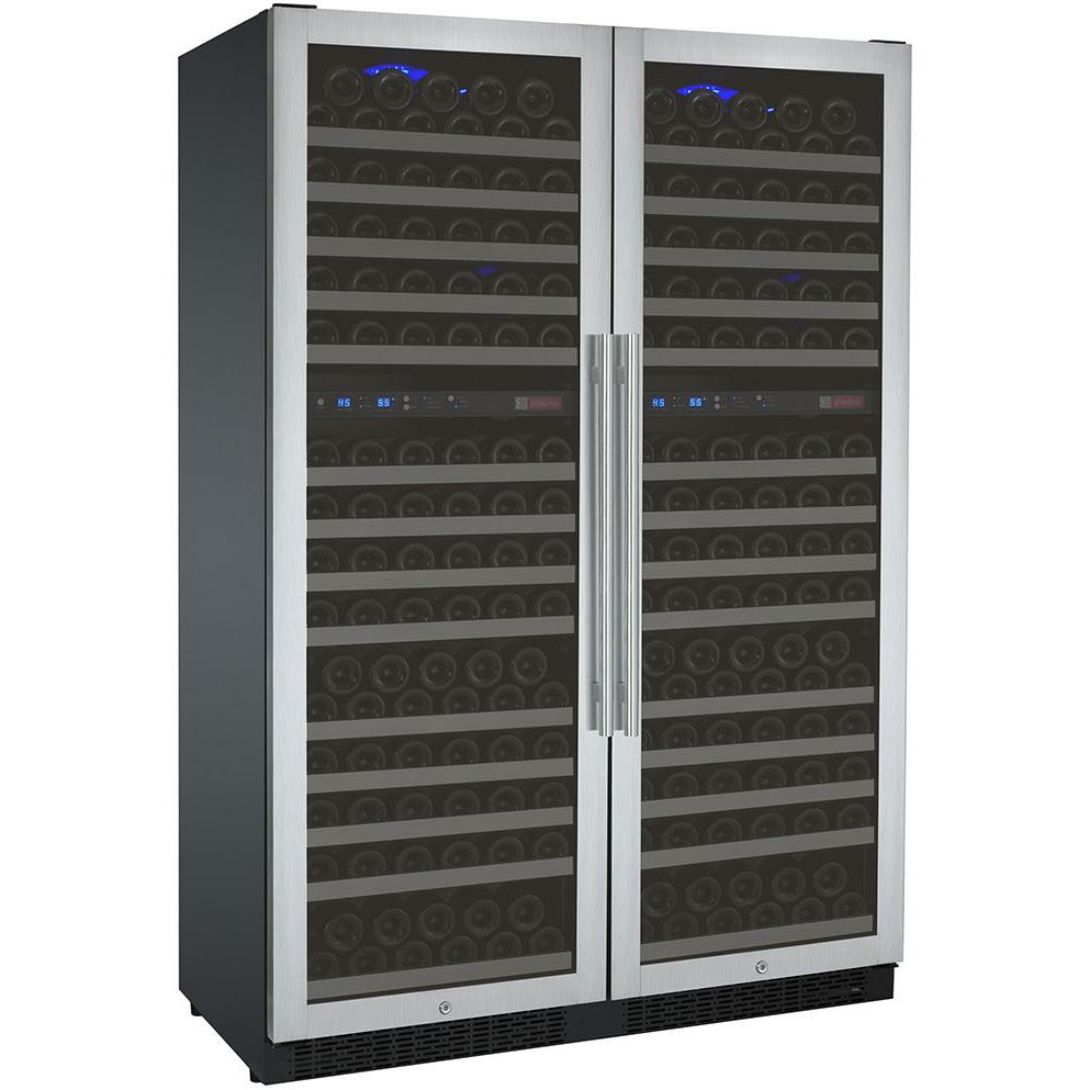 Allavino 47” Wide | 344 Bottle Four Zone Side-by-Side Wine Cooler | Tru-Vino Technology and FlexCount II Shelving