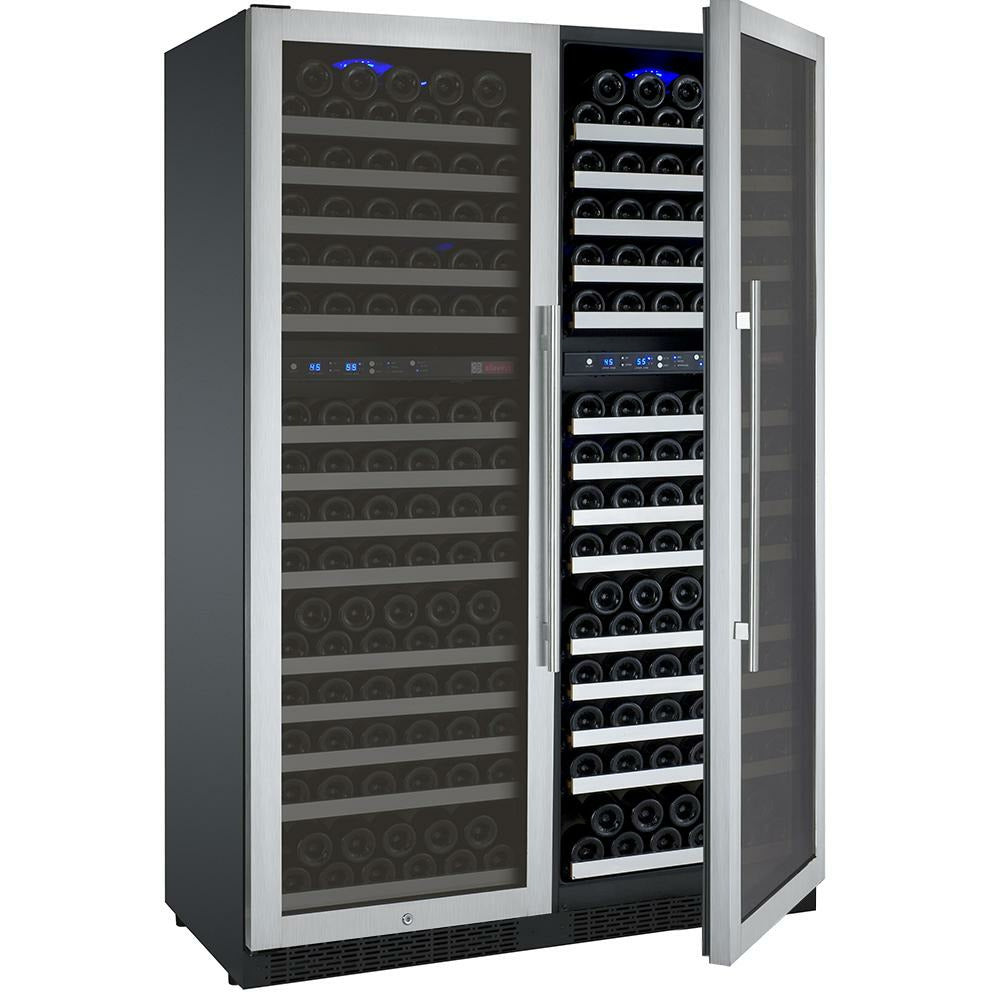 Allavino 47” Wide | 344 Bottle Four Zone Side-by-Side Wine Cooler | Tru-Vino Technology and FlexCount II Shelving