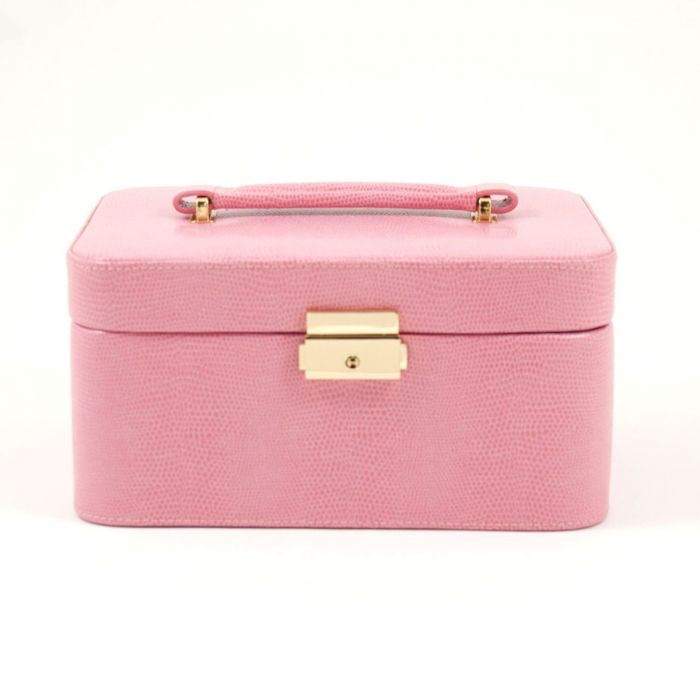 Bey-Berk Jewelry Box Case w/ Handle | Pink Lizard Debossed Leather | BB534PNK