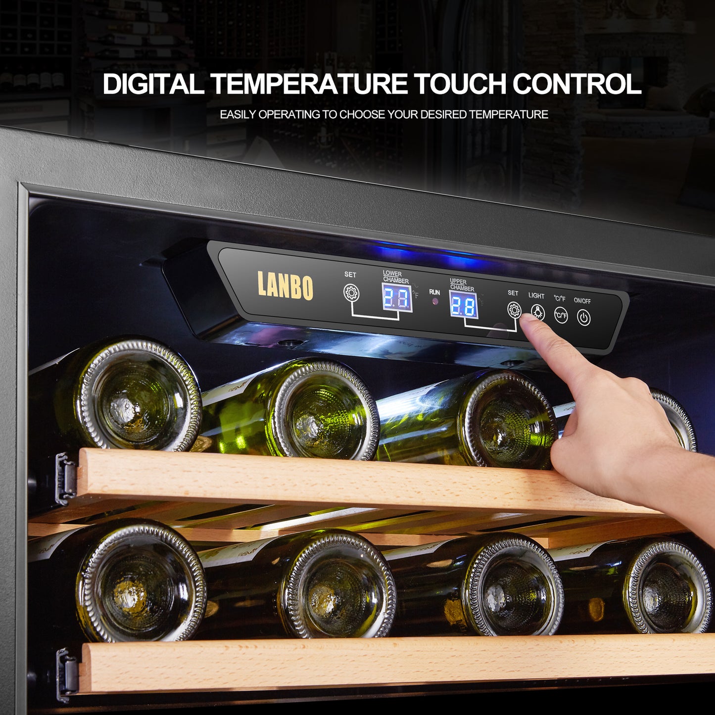 Lanbo 24" Wide, 46 Bottle Dual Zone Wine Cooler