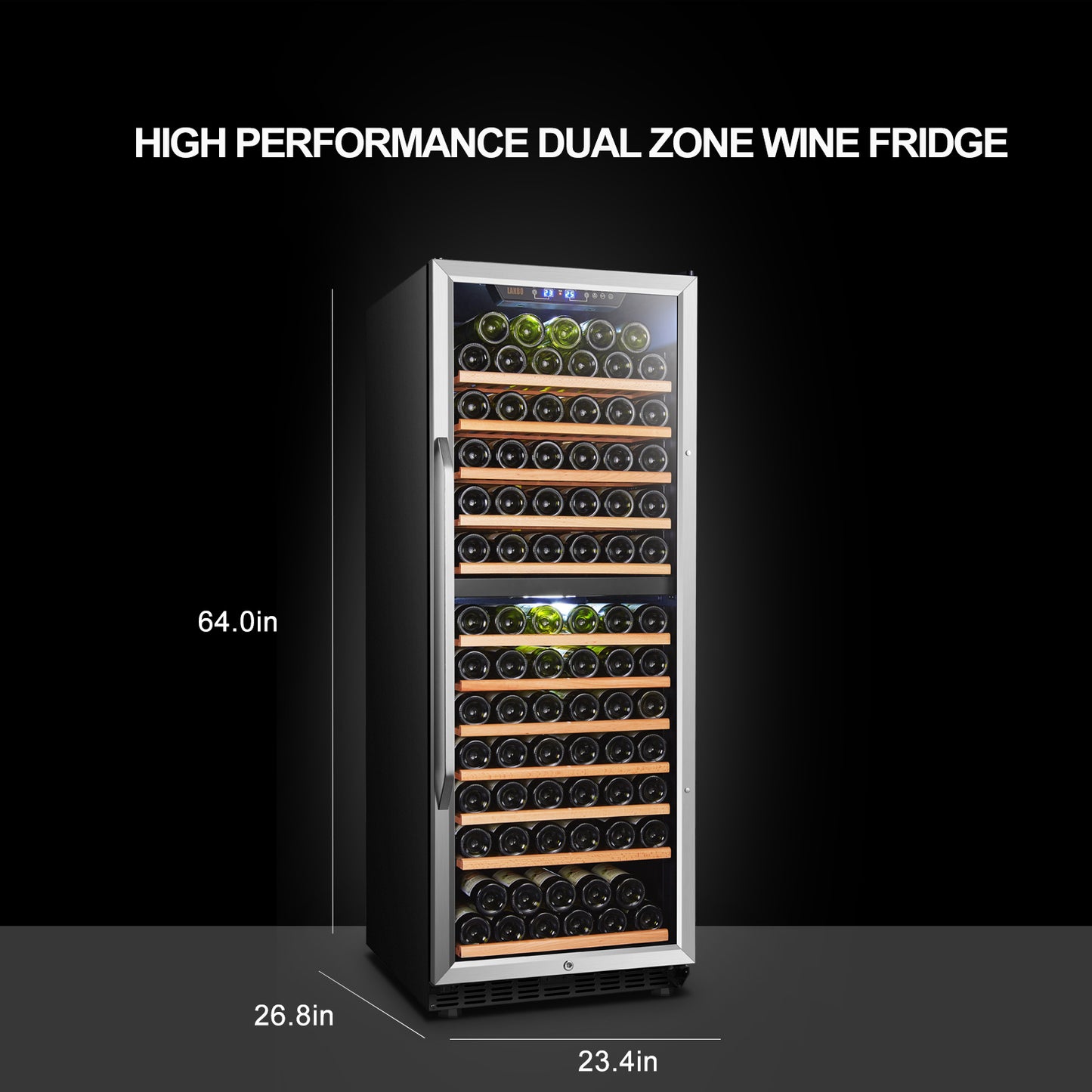 Lanbo 24" Wide, 138 Bottle Dual Zone Wine Cooler