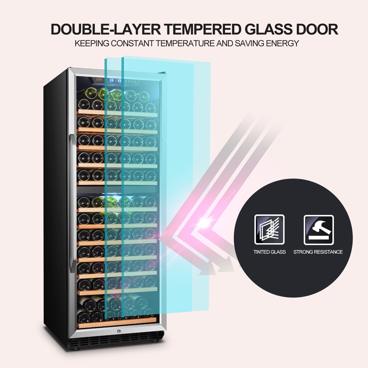 Lanbo 24" Wide, 138 Bottle Dual Zone Wine Cooler