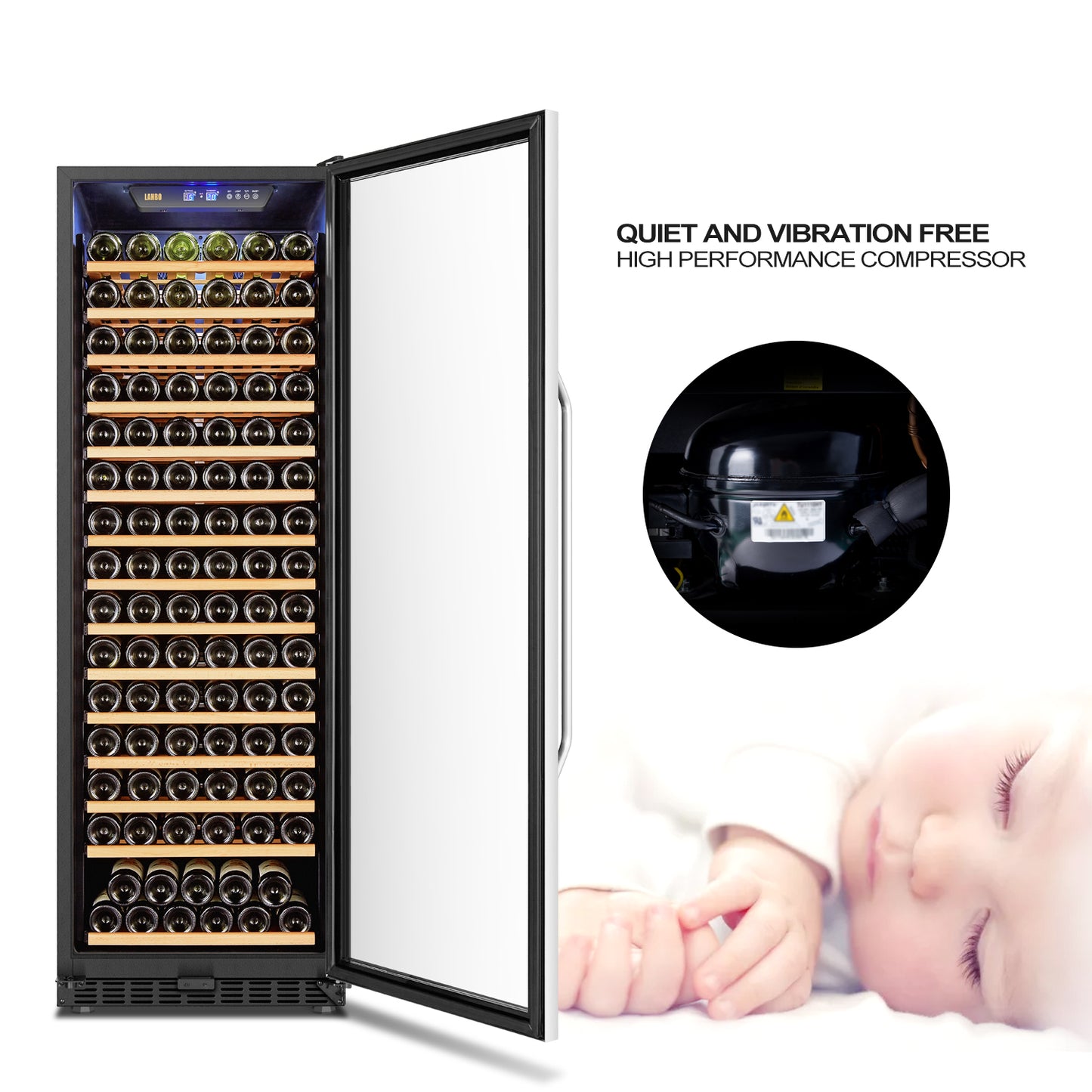 Lanbo 24" Wide, 171 Bottle Single Zone Wine Cooler