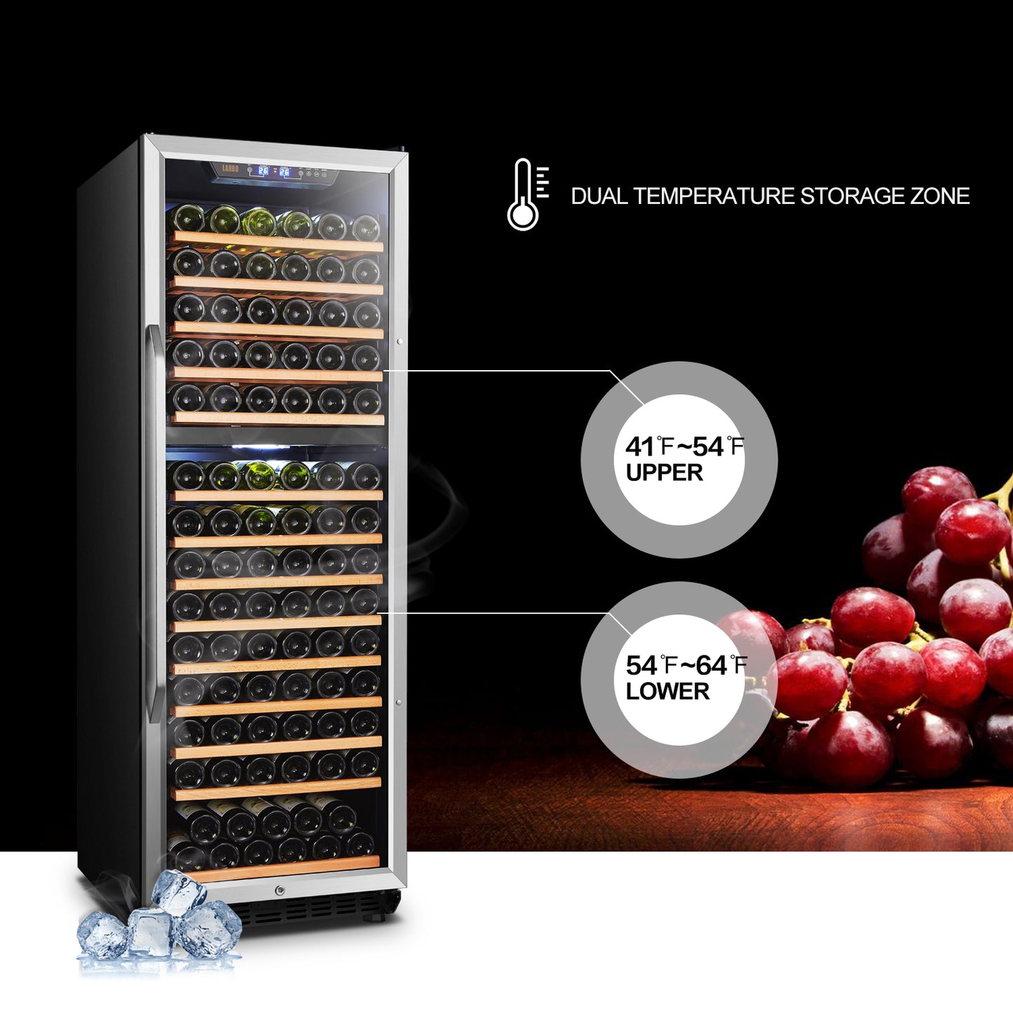 Lanbo 24" Wide, 160 Bottle Dual Zone Wine Cooler