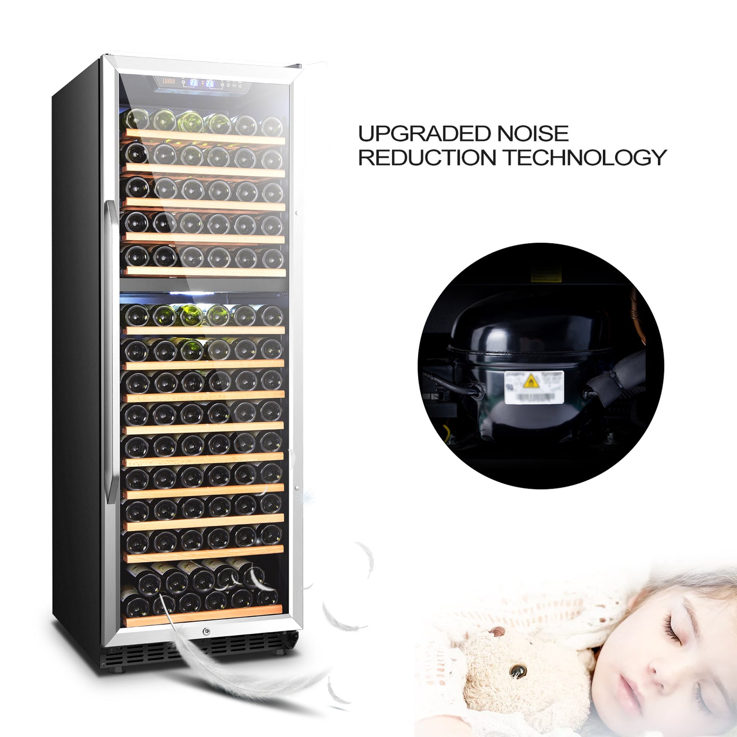 Lanbo 24" Wide, 160 Bottle Dual Zone Wine Cooler