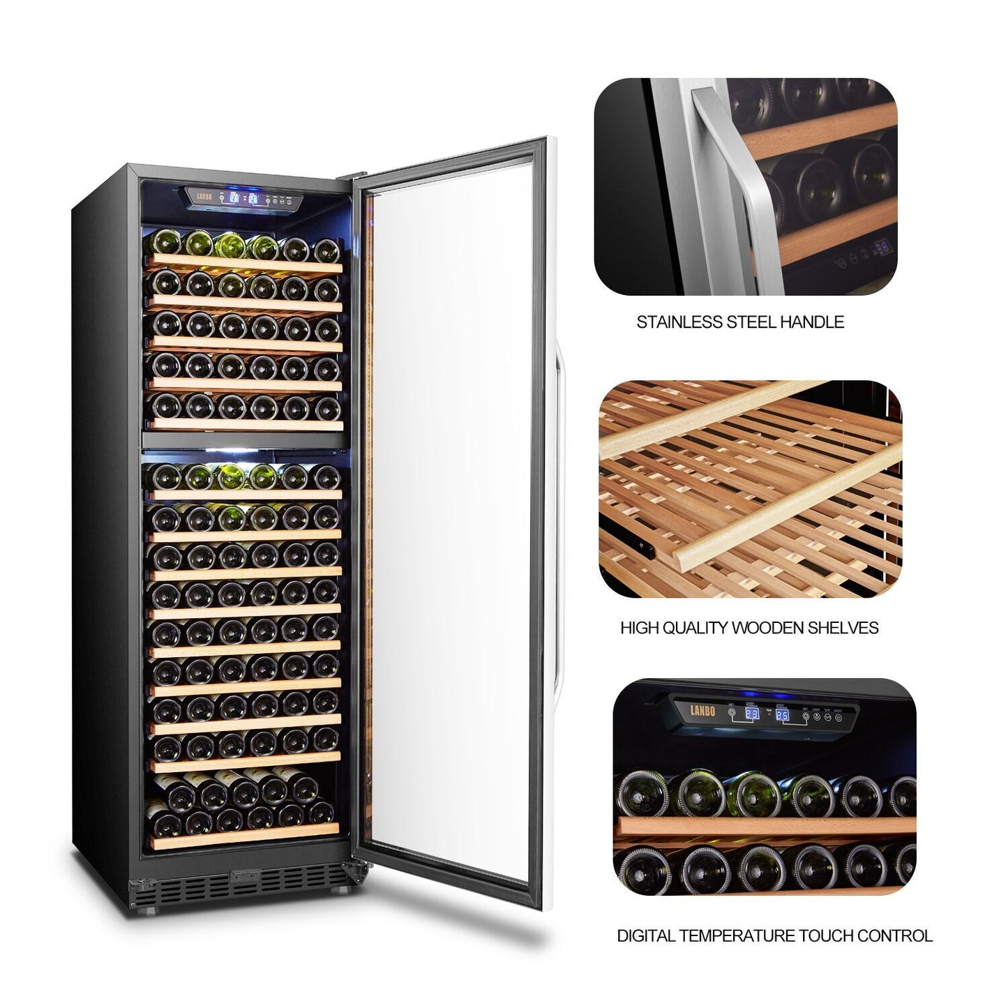 Lanbo 24" Wide, 160 Bottle Dual Zone Wine Cooler