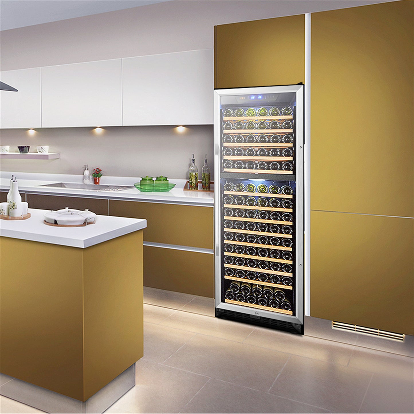 Lanbo 24" Wide, 160 Bottle Dual Zone Wine Cooler
