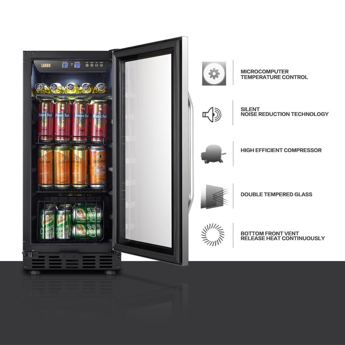 Lanbo 15" Wide, 70 Can Single Zone Beverage Cooler