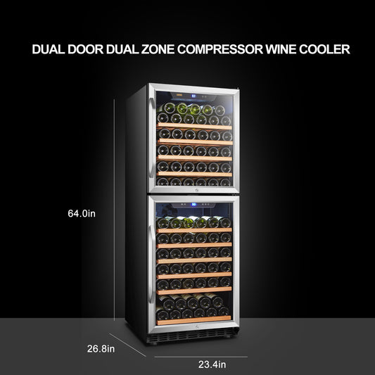 Lanbo 24" Wide, 133 Bottle Dual Zone Wine Cooler