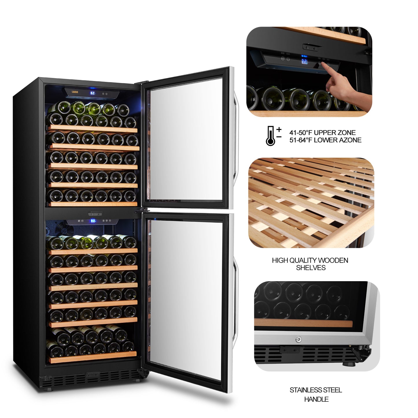 Lanbo 24" Wide, 133 Bottle Dual Zone Wine Cooler