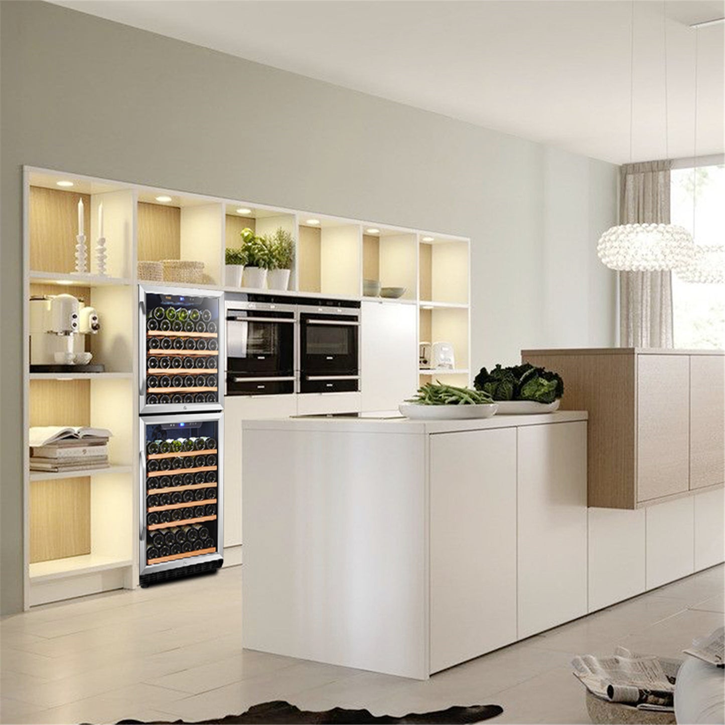 Lanbo 24" Wide, 133 Bottle Dual Zone Wine Cooler