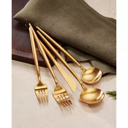 Skandia Zephyr Satin Gold 45 Piece Flatware Set
