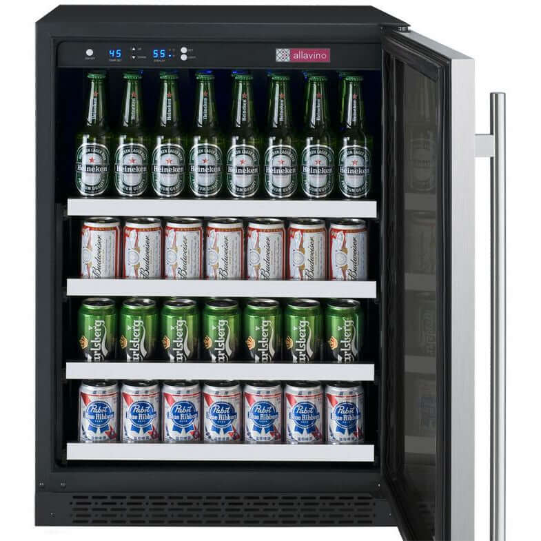 Allavino 24” Wide Stainless Steel Beverage Center | Tru-Vino Technology and FlexCount II Shelving