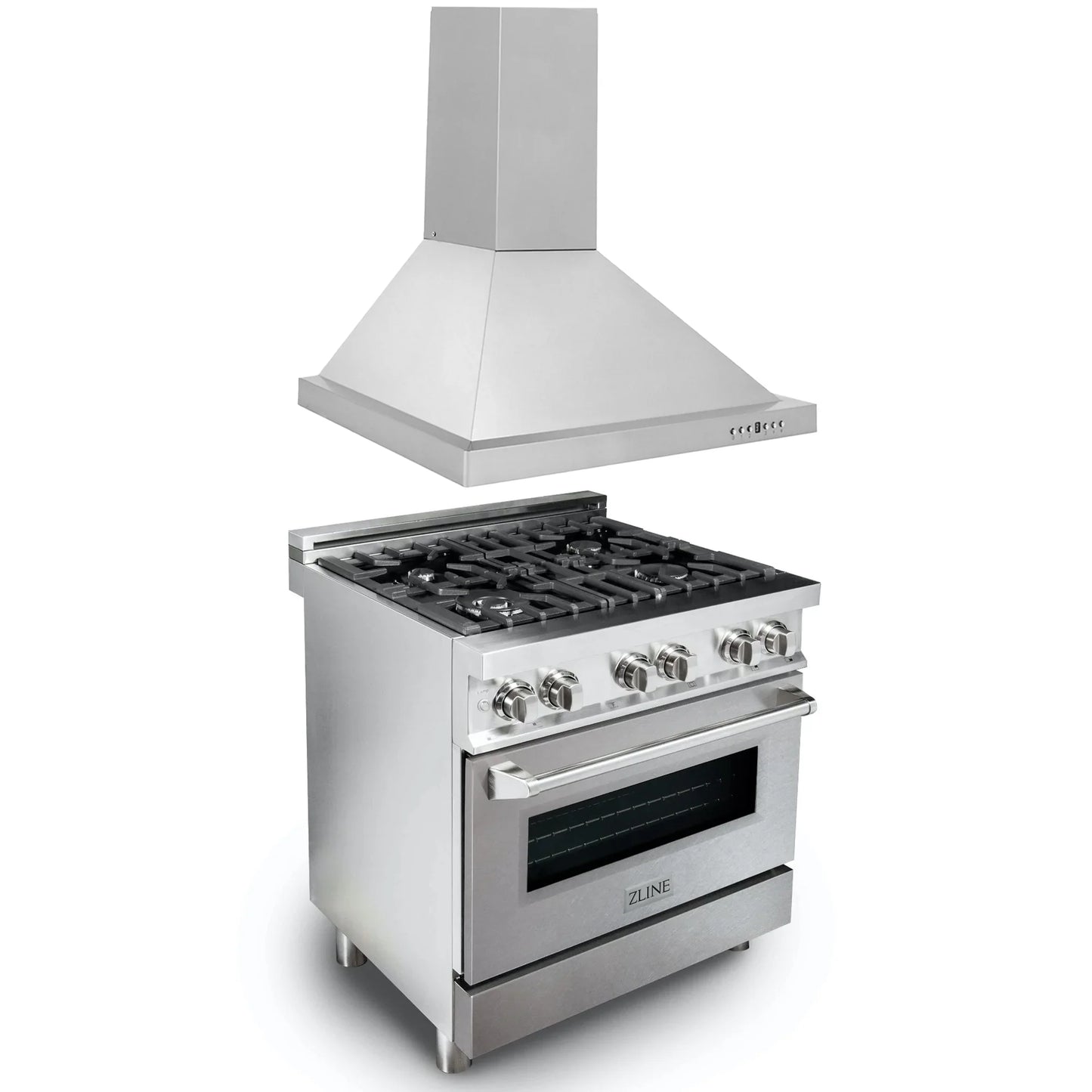 ZLINE 2 Piece Kitchen Package | Dual Fuel Range and Convertible Vent Range Hood