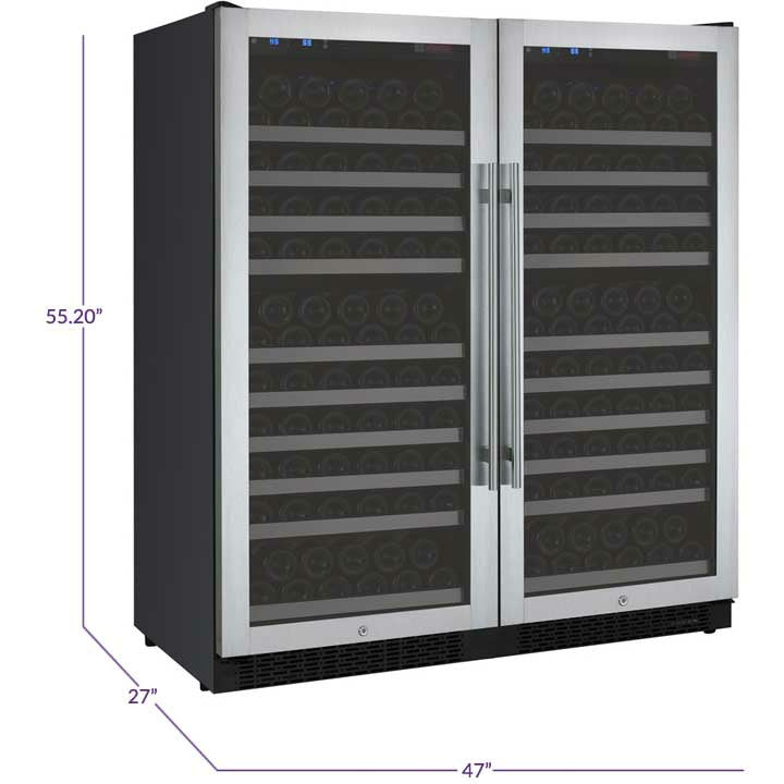 Allavino 47” Wide | 256 Bottle Dual Zone Side-by-Side Wine Cooler | Tru-Vino Technology and FlexCount II Shelving