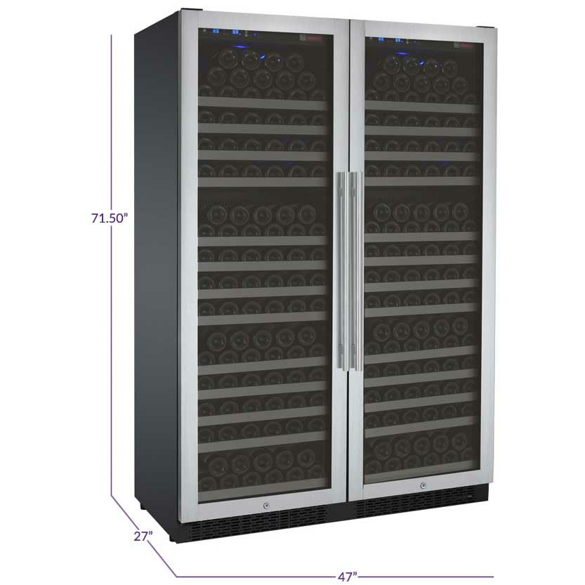 Allavino 47” Wide | 354 Bottle Dual Zone Side-by-Side Wine Cooler | Tru-Vino Technology and FlexCount II Shelving
