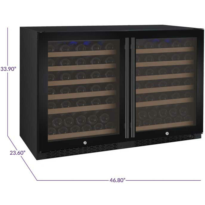Allavino 47” Wide | 112 Bottle Dual Zone Side-by-Side Wine Cooler | Tru-Vino Technology and FlexCount II Shelving