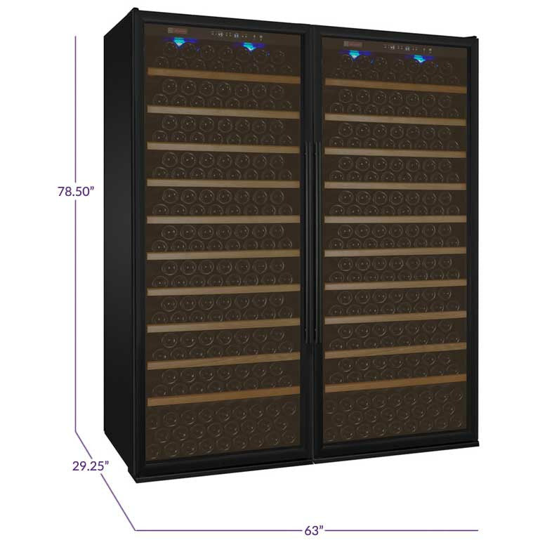 Allavino 63" Wide | 554 Bottle Dual Zone Side-by-Side Wine Cooler | Freestanding Only