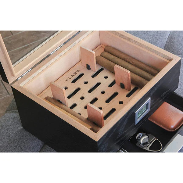 Mill Glass Top Cigar Humidor | Holds 60 Cigars