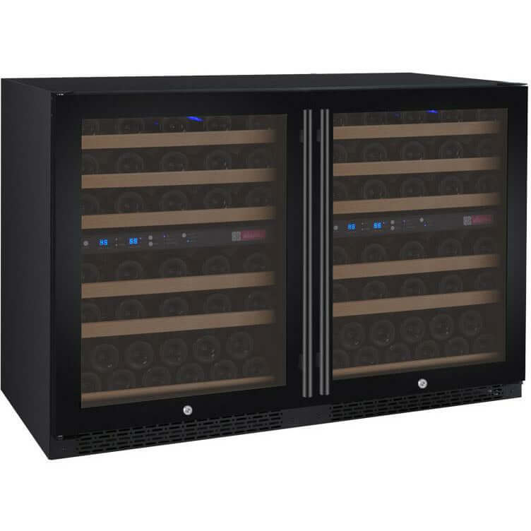 Allavino 47” Wide 112 Bottle Four Zone Side-by-Side Wine Cooler | Tru-Vino Technology and FlexCount II Shelving